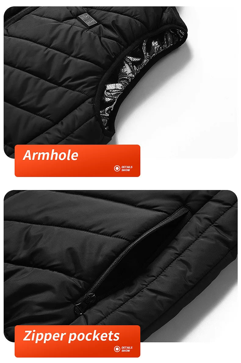 ThermoLayer Gear™ Graphene Heated Vest – 2 to 21 Zone Adjustable USB Heating Jacket for Men & Women