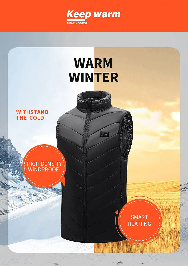 ThermoLayer Gear™ Graphene Heated Vest – 2 to 21 Zone Adjustable USB Heating Jacket for Men & Women